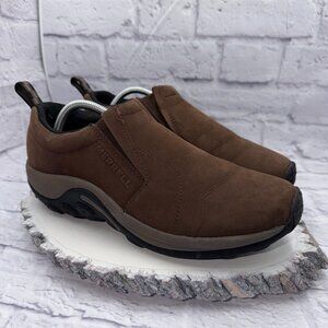 Merrell Men Jungle Moc Shoes 10.5 Brown Nubuck Slip On Hiking Walking Waterproof
